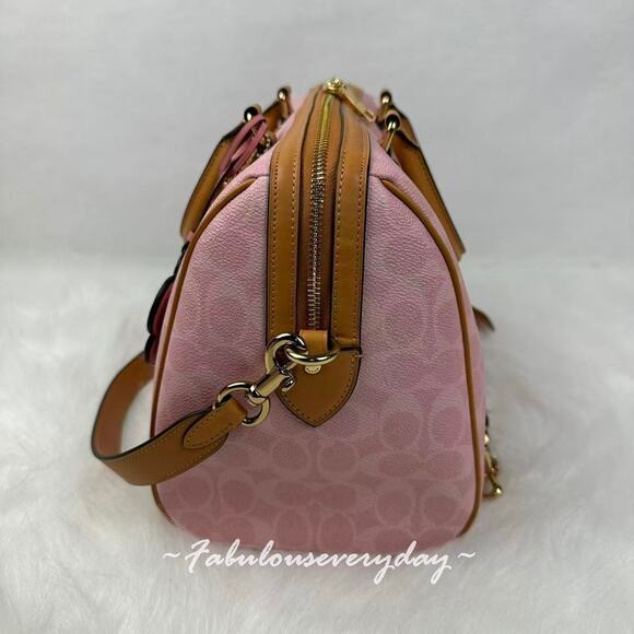 Coach Rowan Large Satchel Bag Signature Canvas with Charms CEA19 Powder Pink NWT - Picture 2 of 9